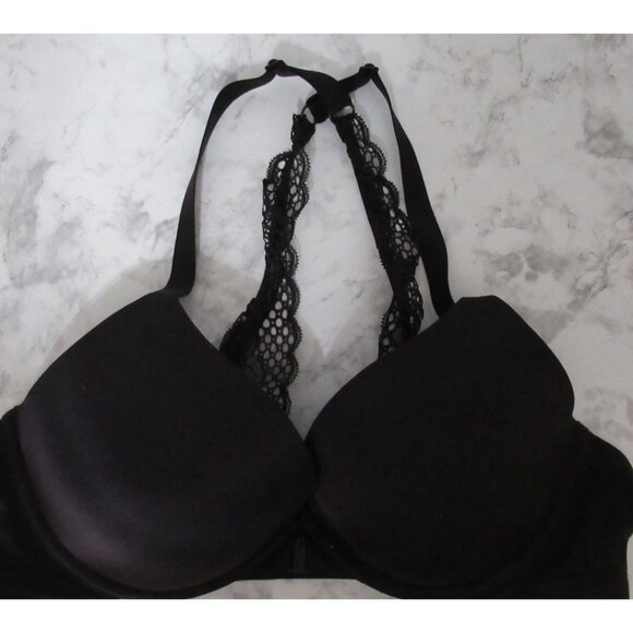 Ambrielle Bra 40C Black Plunge Front Closure Strappy Underwire Padded - Picture 1 of 7